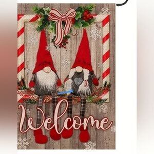 Welcome Candycane Gnome Garden Flag